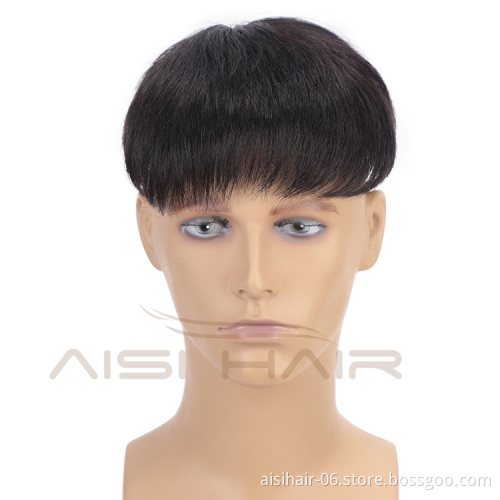 Aisi Hair Toupee Man Wig Hairpieces Lace Head Spin with Clips  Hair Replactment Human Hair Machine Made Toupee for Men